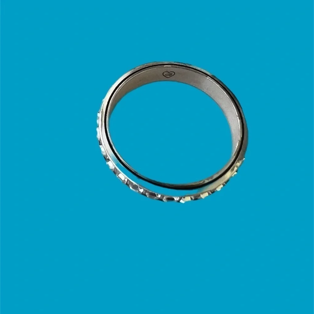 Brighton Eternal Stack Ring Size 9 White Crystals.  Stackable Ring Silver Plated